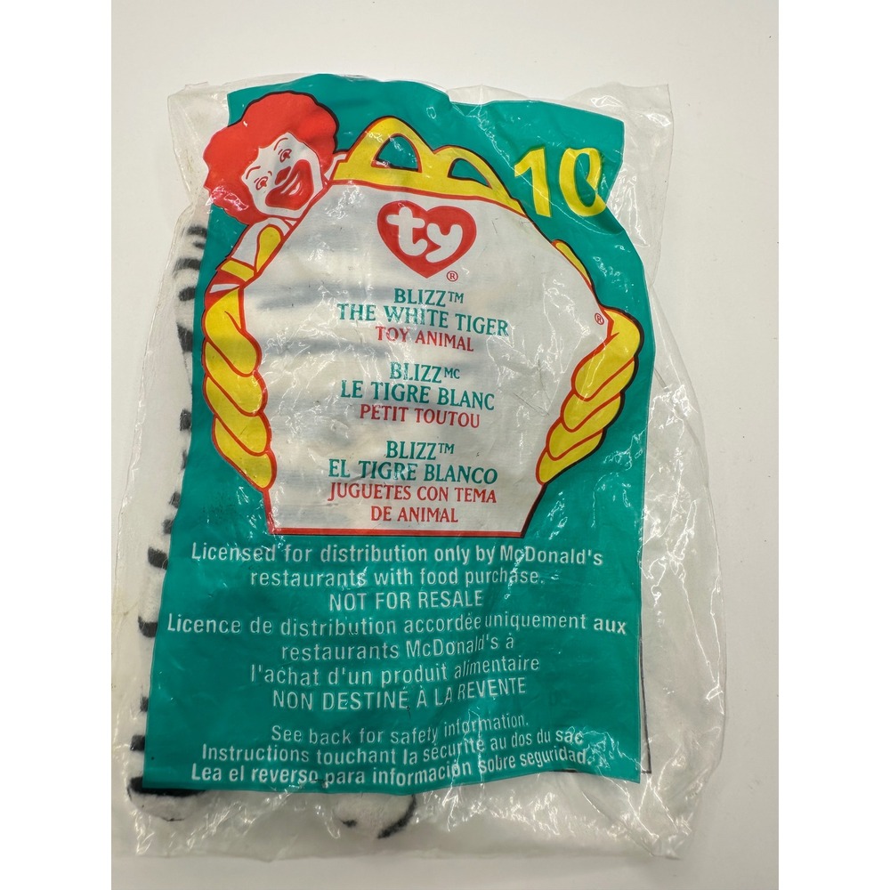 Ty Beanie Babies Blizz the White Tiger McDonald's Teenie Beanie Babies 1999‎